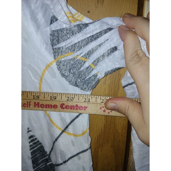 Jess & Jane Top White Abstract Print Womens XL Asymmetric Cut Out USA - Picture 6 of 12